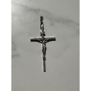 Crucifix Pendant Vintage Religious Cross INRI .925 Charm Gloria Sterling Silver